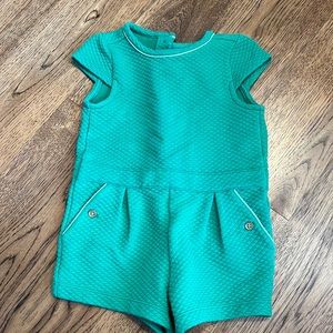 Janie and jack green quilted romper 2t